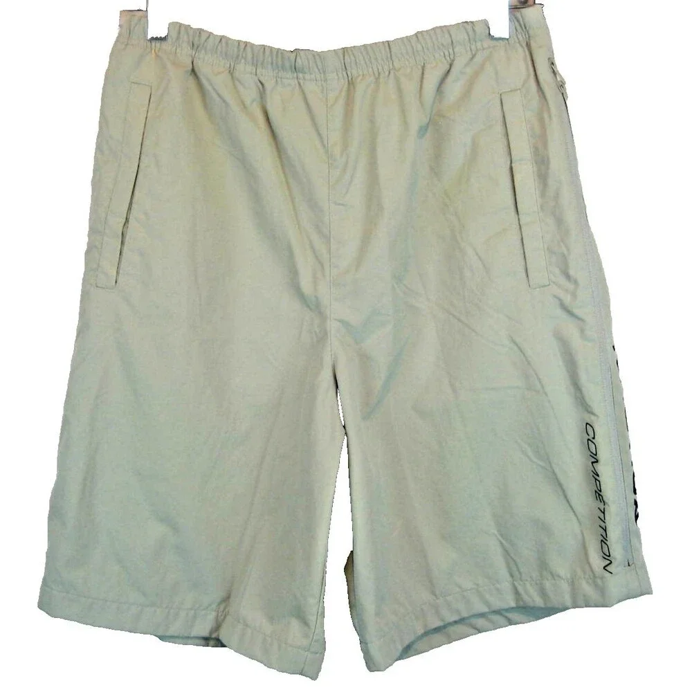 Mens Nautica Pale Green Nylon Board Shorts w Zippered Side Vents sz med x 10